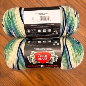 Red Heart Yarnspirations Granny Square Aran Multicolor Yarn - Blue/Green/Cream